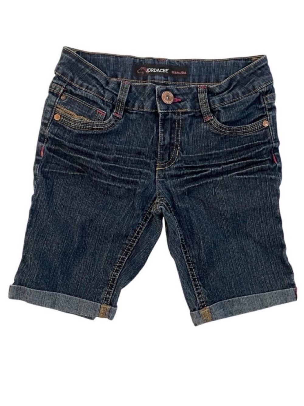 Jordache Dark Wash Denim Cuffed Bermuda Shorts